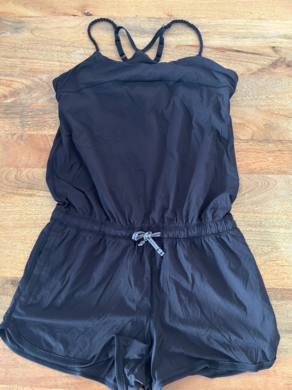 IVIVVA (Lululemon for kids) Girls Sz 
14 Black Braided-Strap Romper